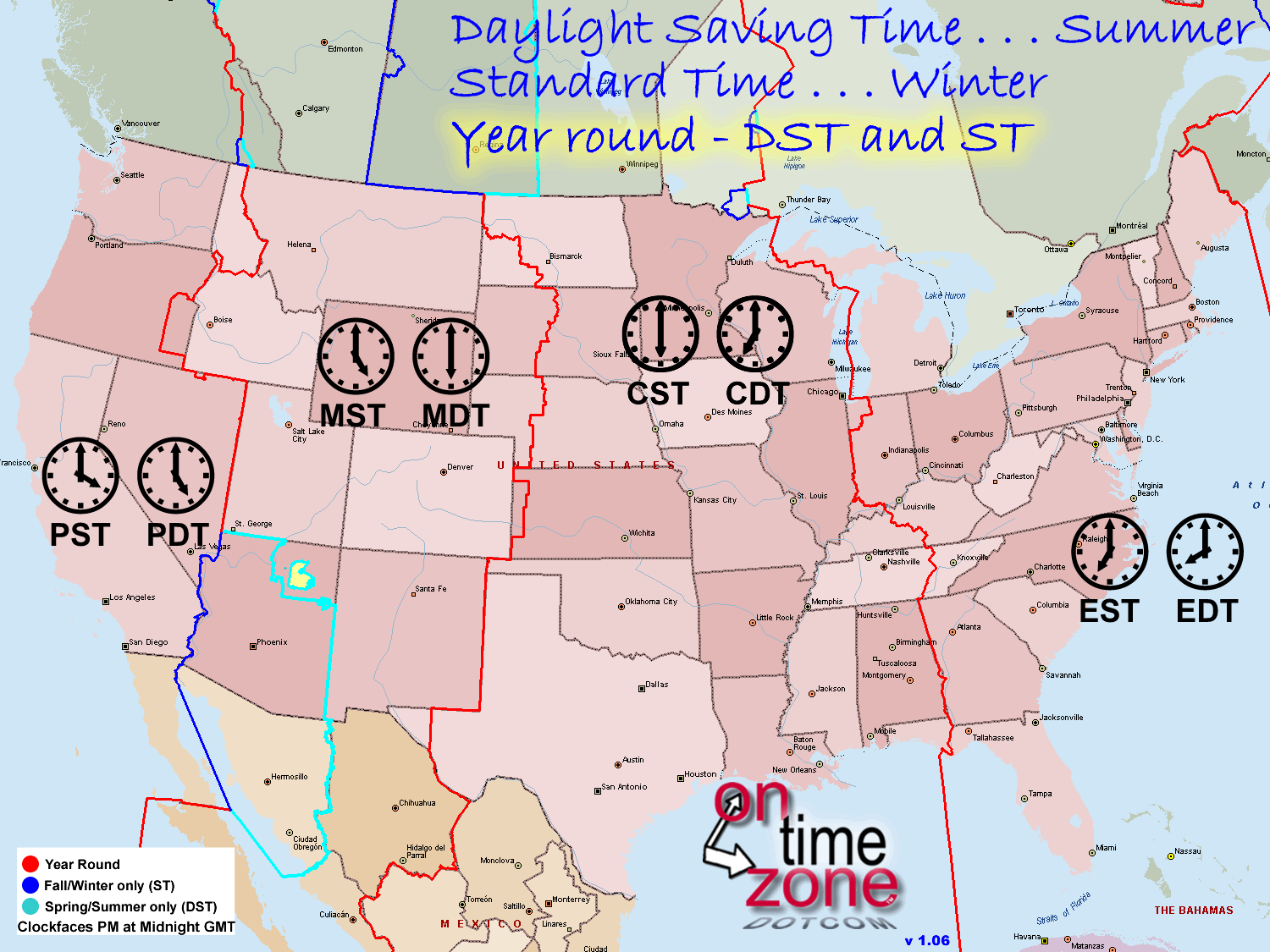 map of us time zones