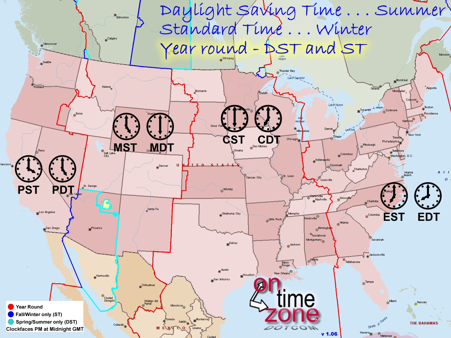 united states time zone map